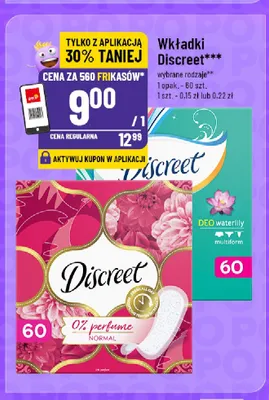 Wkładki higieniczne Discreet Normal 0% perfume promocja w POLOmarket