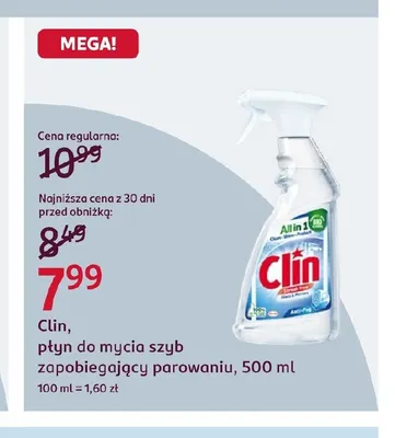 Płyn do mycia szyb zapobiegający parowaniu Clin promocja w Rossmann