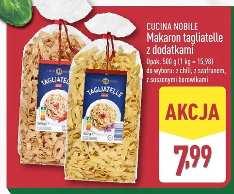 Makaron tagliatelle z suszonymi borowikami promocja w Aldi