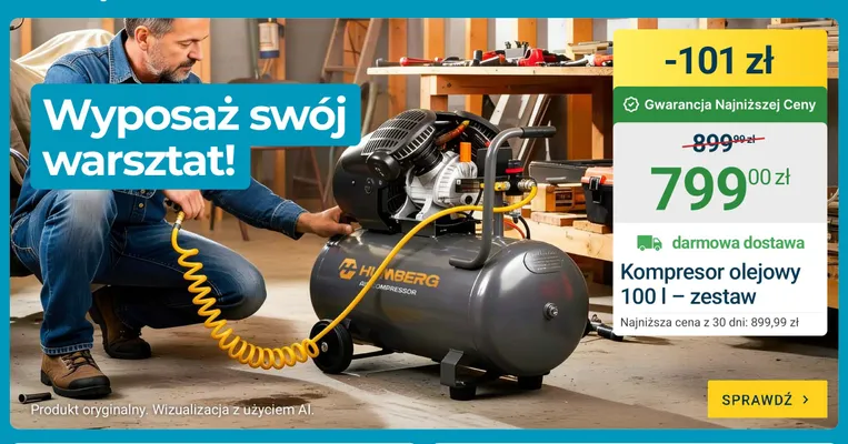 Kompresor olejowy Humberg 100 l zestaw promocja w ERLI