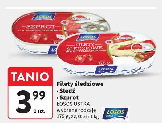 Filety śledziowe Łosoś Ustka wybrane rodzaje promocja w Intermarche
