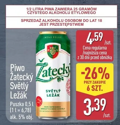 Piwo Żatecky Svátly Ležák promocja w Aldi