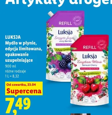 Mydło w płynie edycja limitowana opakowanie uzupełniające różne rodzaje promocja w Lidl