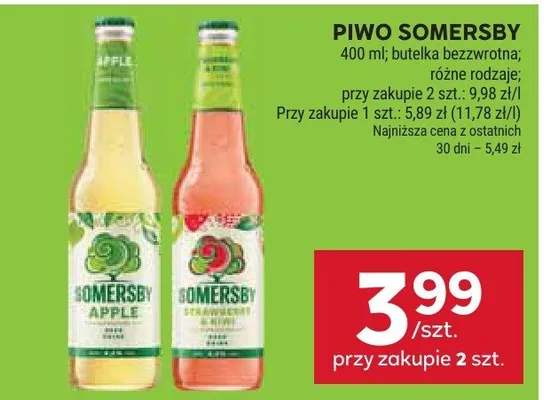 Piwo Somersby Apple promocja w Stokrotka