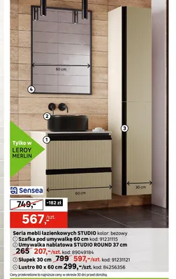 Szafka pod umywalkę Sensea Studio 60 cm promocja w Leroy Merlin