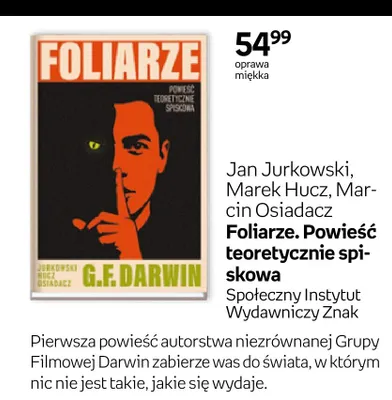 Książka Foliarze Powieść teoretycznie spiskowa Jan Jurkowski Marek Hucz Marcin Osiadacz promocja w Empik