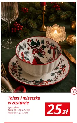 Talerz i miseczka w zestawie z porcelany promocja w KiK