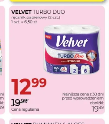 Ręcznik papierowy Velvet Turbo Duo 2-pak promocja w Drogerie Jawa