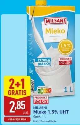 Mleko 1,5% UHT promocja w Aldi