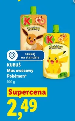 Mus owocowy Kubuś Pokémon Eevee promocja w Lidl