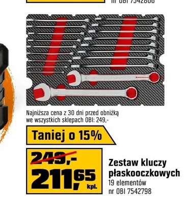 Zestaw kluczy płaskooczkowych 19 elementów promocja w OBI