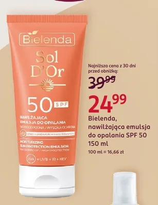 Nawilżająca emulsja do opalania SPF 50 Bielenda Sol D'Or promocja w Rossmann