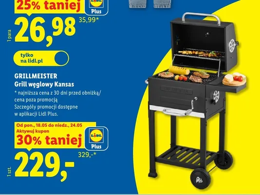 Grill węglowy Kansas GRILLMEISTER promocja w Lidl