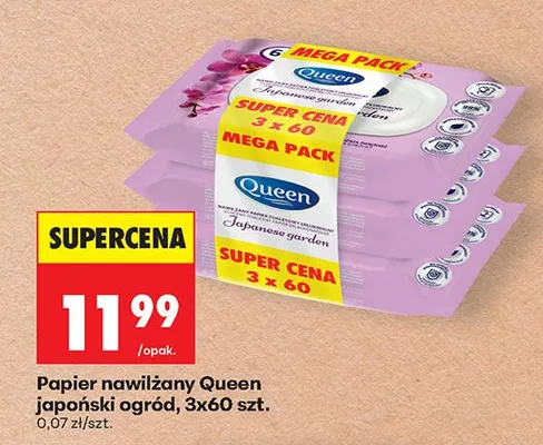 Papier nawilżany Queen japoński ogród 3-pak promocja w Biedronka
