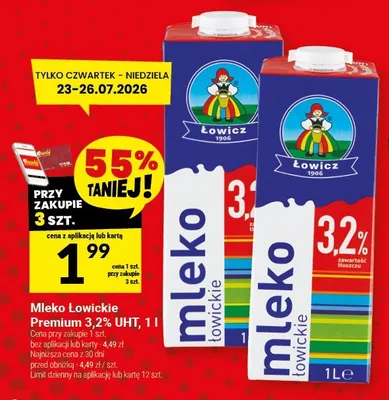 Mleko Łowickie Premium 3,2% UHT promocja w Twój Market