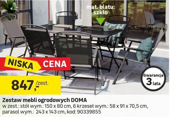 Zestaw mebli ogrodowych DOMA promocja w Leroy Merlin