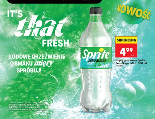 Napój gazowany Sprite Zero Sugar Mint Chill promocja w Biedronka