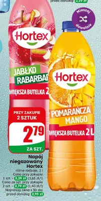 Napój niegazowany jabłko rabarbar Hortex promocja w Dino