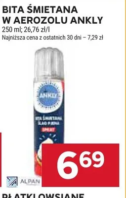 Bita śmietana w aerozolu Ankly promocja w Stokrotka