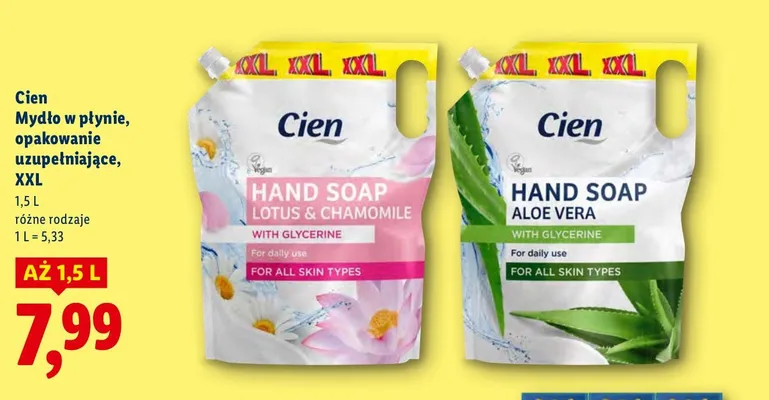 Mydło w płynie, opakowanie uzupełniające, XXL Aloe Vera promocja w Lidl