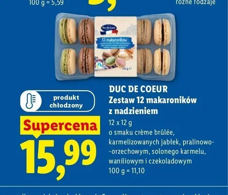 Zestaw 12 makaroników z nadzieniem Duc De Coeur promocja w Lidl