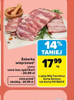 Żeberka wieprzowe płaty promocja w Carrefour