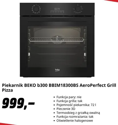 Piekarnik Beko b300 AeroPerfect Grill Pizza promocja w Media Markt