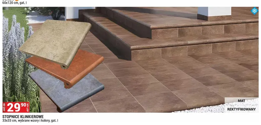 Stopnice klinkierowe 33x33 cm promocja w Merkury Market