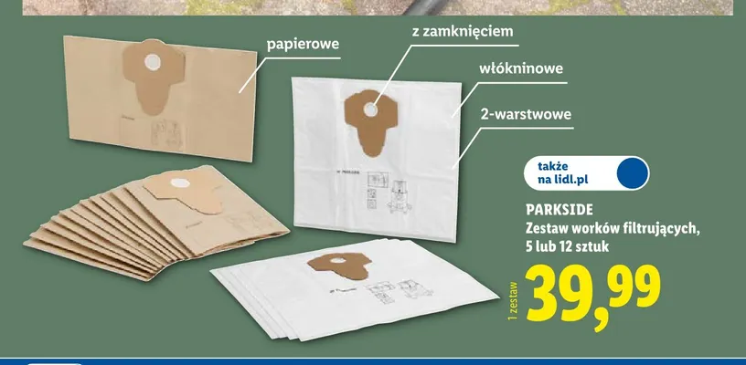 Zestaw worków filtrujących włókninowe Parkside promocja w Lidl