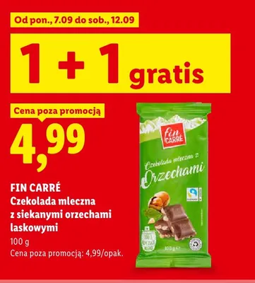Czekolada mleczna z siekanymi orzechami laskowymi Fin Carré promocja w Lidl