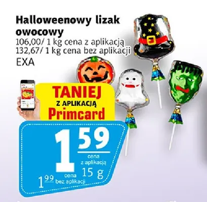 Halloweenowy lizak owocowy Exa promocja w Prim Market