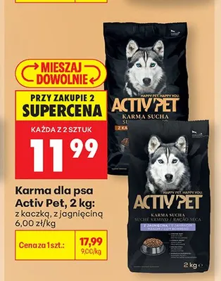 Sucha karma dla psa Activ Pet z jagnięciną promocja w Biedronka