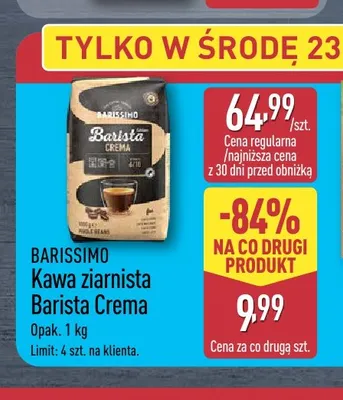 Kawa ziarnista Barista Crema Barissimo promocja w Aldi