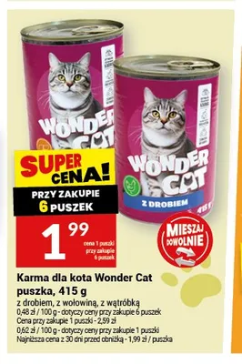 Karma dla kota Wonder Cat puszka z wołowiną promocja w Twój Market