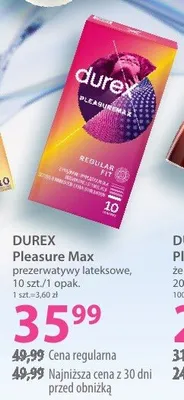 Prezerwatywy lateksowe DUREX Pleasure Max promocja w Hebe