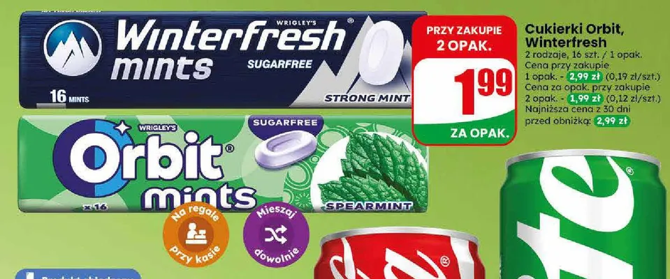 Cukierki Winterfresh mints Strong Mint promocja w Dino