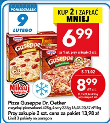 Pizza Guseppe Dr. Oetker z szynką i pieczarkami promocja w LEWIATAN