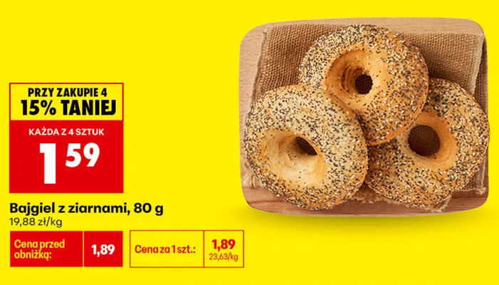 Bajgiel z ziarnami promocja w Biedronka