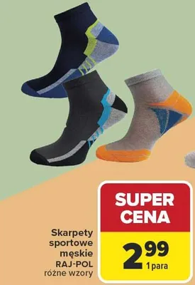 Skarpety sportowe męskie różne wzory 1 para promocja w Carrefour