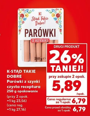 Parówki z szynki czysta receptura Stąd Takie Dobre! promocja w Kaufland