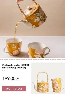 Zestaw do herbaty Cerri musztardowy w kwiaty 3 el. promocja w Homla