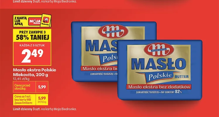 Masło ekstra Polskie Mlekovita promocja w Biedronka
