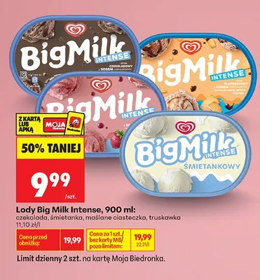 Lody Big Milk Intense śmietankowe promocja w Biedronka