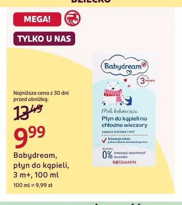 Płyn do kąpieli na chłodne wieczory Babydream promocja w Rossmann