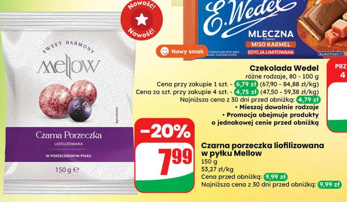 Czekolada Wedel różne rodzaje promocja w Dino