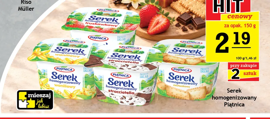 Serek homogenizowany ciasteczkowy Piątnica promocja w Gram Market