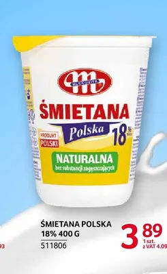 Śmietana Polska Mlekovita 18% promocja w Selgros
