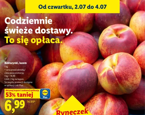 Nektarynki luzem promocja w Lidl