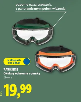 Okulary ochronne z gumką 2 kolory promocja w Lidl