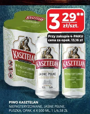 Piwo niepasteryzowane, jasne pełne, puszka promocja w Top Market